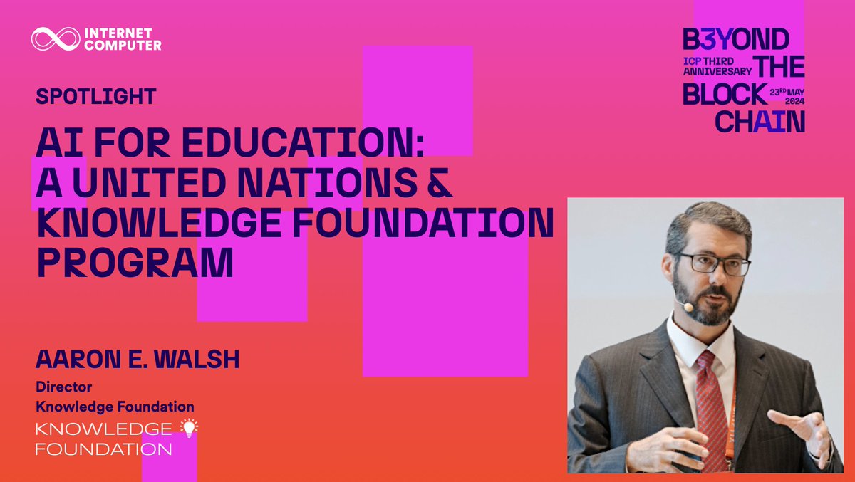 immersive's tweet photo. Aaron E. Walsh, Director of #Immersive #Education and Knowledge Foundation, presents "AI for Education: A United Nations & Knowledge Foundation Program" at #ICP's 3rd Anniversary event at @DFINITY headquarters in Zurich Switzerland tomorrow.
#Coding4Integrity #KnowledgeToken #InternetComputer #ImmersiveEducation
@DFINITYDev