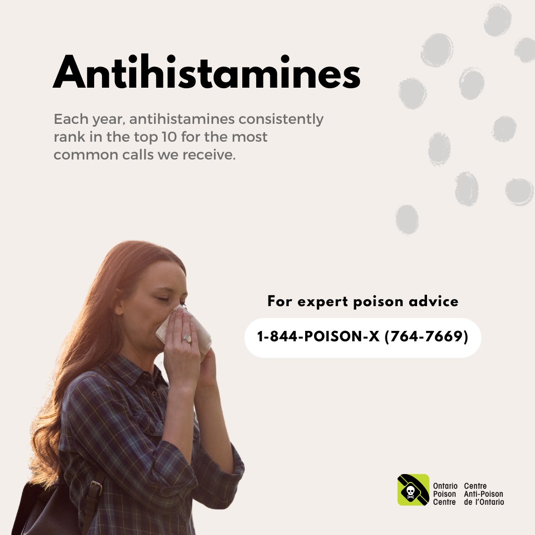 ON_Poison's tweet image. 🌸🍃 It's allergy season 🍃🌼
OTC medications for seasonal #allergies or allergic reactions can be dangerous when taken incorrectly.

Always ensure you are taking the recommended dose and store these medications away from children's reach.

Suspect a #poisoning? ☎️ 1-844-764-7669