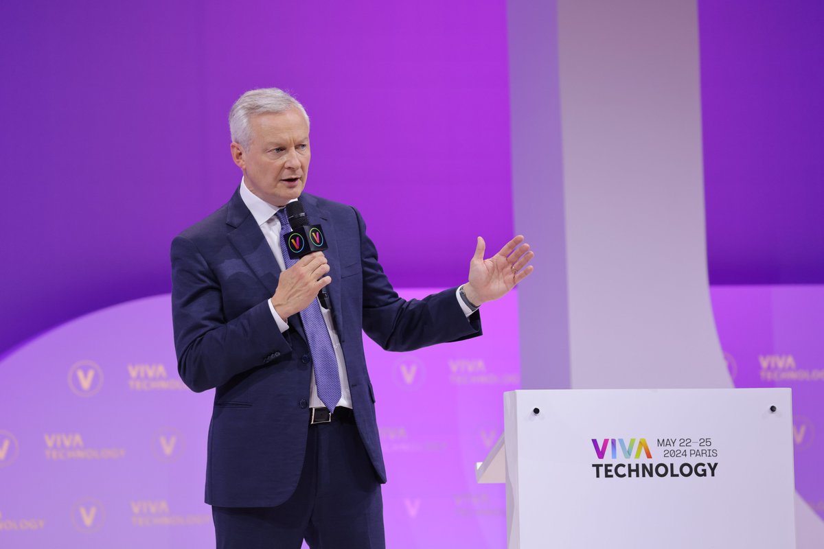 'Artificial Intelligence is a unique opportunity for Europe to catch up on the productivity it has lost over the past several decades🇪🇺' - @BrunoLeMaire, Ministry of the Economy, Finance & Industrial & Digital Sovereignty, at #VivaTech 🎤