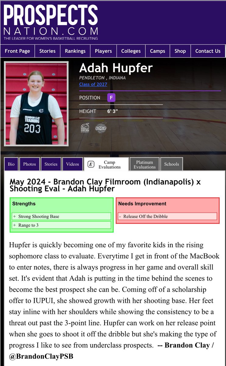 ProspectsNation Direct Player Evals | Powered by @bclayscouting New Eval 🚨 ‘27 #BClayConsulting Adah Hupfer (IN) is such a skilled post option. Whose Eval Is Next @Shelbyray5537 @samanthaprice_4 @Brooklyn_2025 GET YOUR 🎞️ 🎥 EVAL FROM ME TODAY ⬇️: prospectsnation.com/prospectsnatio…