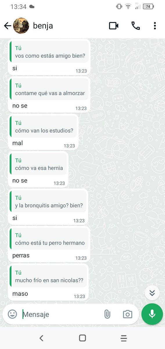 me encanta charlar con vos amigo