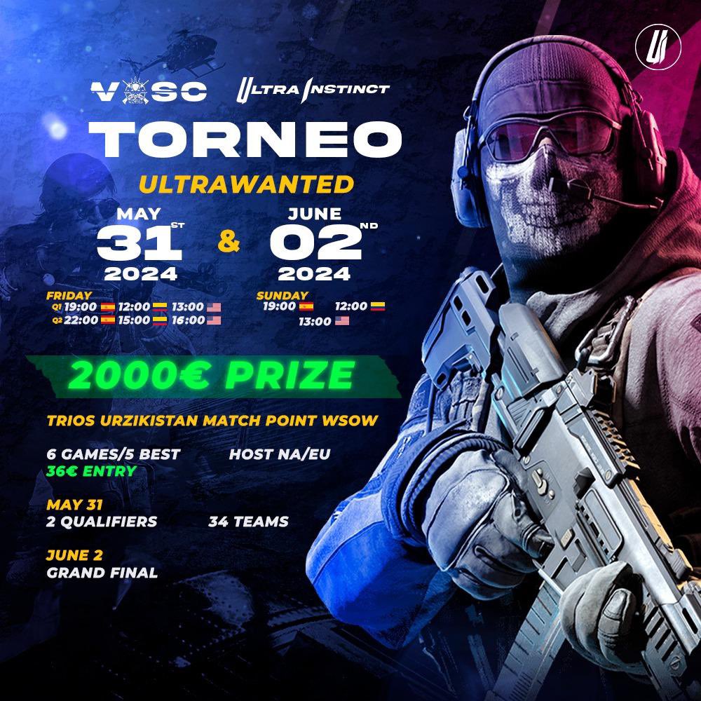 #TORNEO | Warzone

Now if we get serious and go full out with the WSOW 🔥👀

▶️2000€ prize
▶️2 qualifiers on Friday 31st and Sunday the 2nd, the Match Point WSOW grand final 
▶️6 games / 5 best in qualifers
▶️HOST NA/EU

#Warzone #FeelUltraInstinct