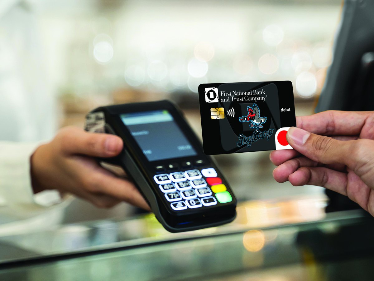Banking with FNBT is always a home run decision! With a Sky Carp Debit Card you can enjoy special perks at the stadium, like a 10% discount on Sky Carp merchandise! trst.in/y5Cis7