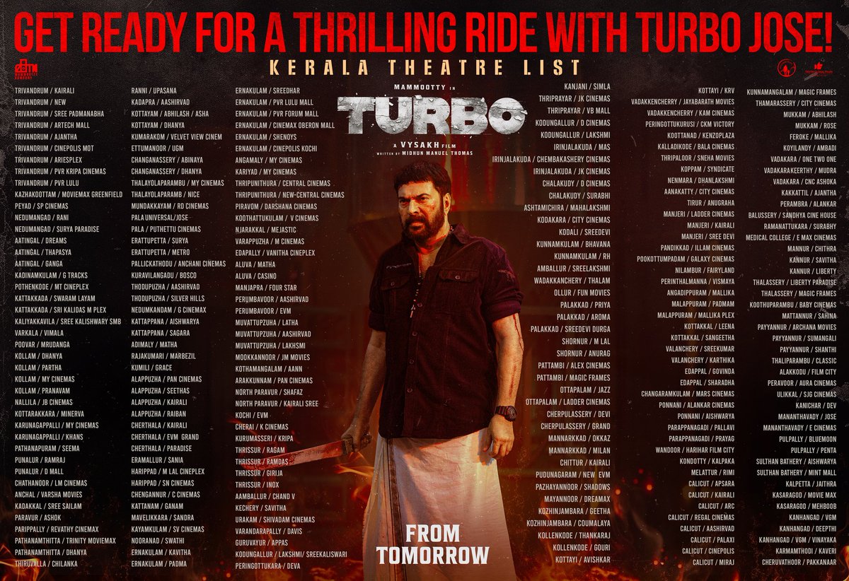 #Turbo Kerala Theatre List | In Cinemas from Tomorrow