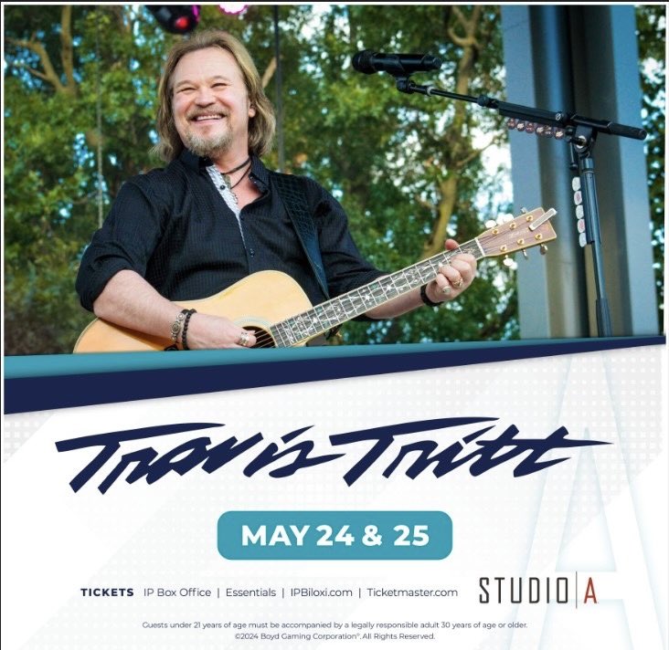 Two nights in Biloxi, MS this Memorial weekend at @ipbiloxi! Get tickets at TravisTritt.com/tour 🇺🇸