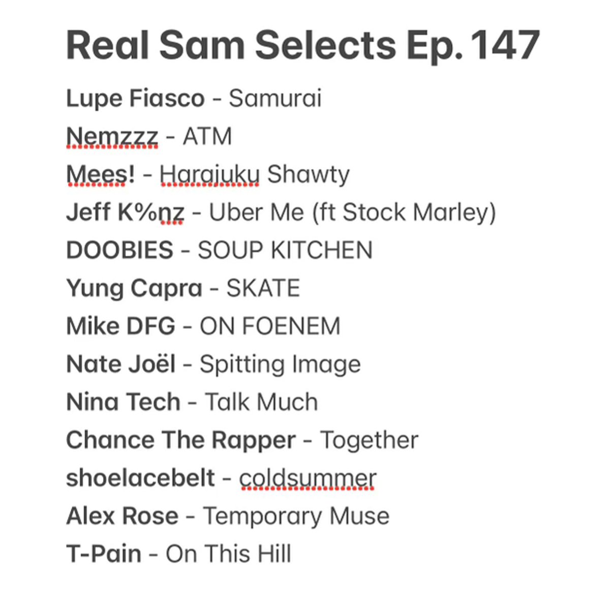 Back with 13 new tracks! Love to you if you’re on the list this week!

Some new stuff, and also some new stuff from some classic artists. Gotta love it ❤️

Listen:
linktr.ee/therealsamcrane