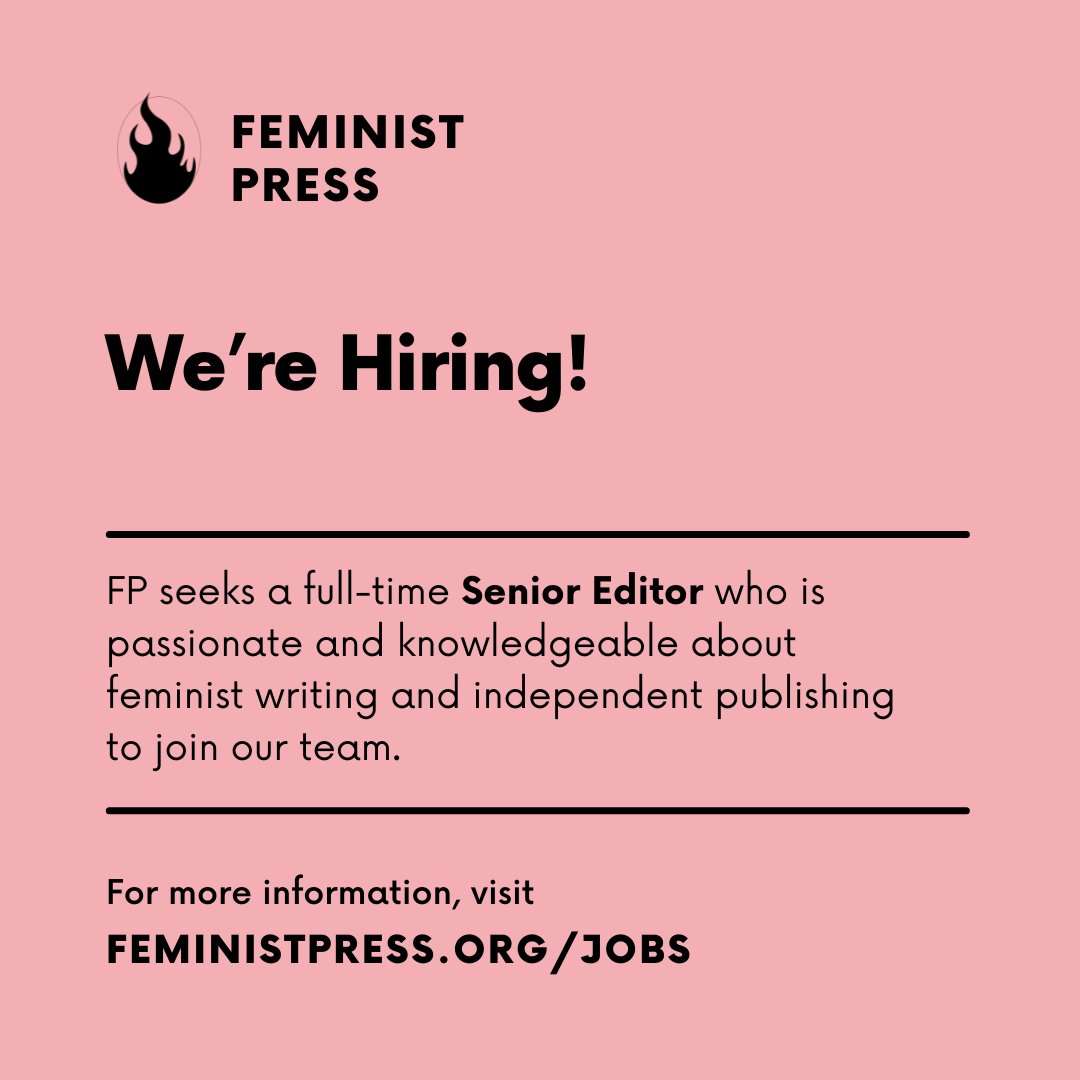 Feminist Press (@feministpress) on Twitter photo ***deadline extended*** We're hiring! ⚡️ We're looking for a full-time Senior Editor to work closely with the executive director and other editorial staff to shape our list. 
Applications due by 6/24: bit.ly/3Y5Ef3R ***deadline extended*** We're hiring! ⚡️ We're looking for a full-time Senior Editor to work closely with the executive director and other editorial staff to shape our list. 
Applications due by 6/24: bit.ly/3Y5Ef3R