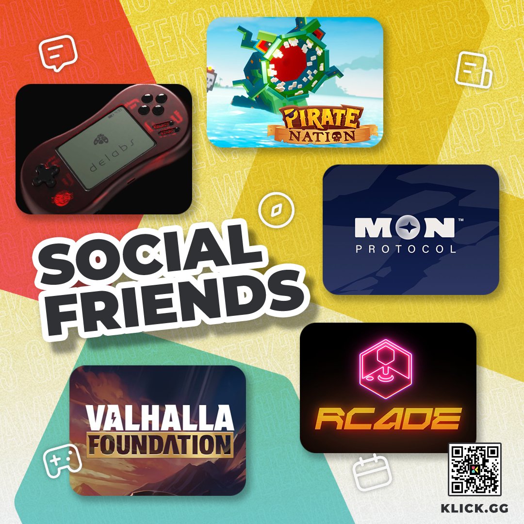 You might know them for one thing but here are the Social Friends of Web3 Gaming.

@monprotocol 
@Revolving_Games 
@delabsOfficial 
@PirateNation 
@ValhallaFdn 

These games have collectively partnered with over 30+ games while having their Social Quests.