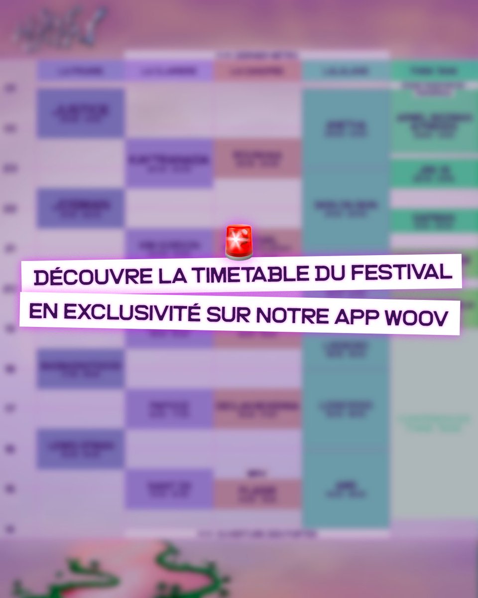 DÉCOUVRE LA TIMETABLE AVANT TOUT LE MONDE 👀👀 Telecharge L'application We Love Green @woovapp et découvre en avant première les horaires de passage de tes artistes préférés 💚💚