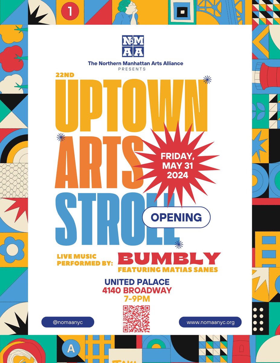 <a href="/NoMAAarts/">NoMAA</a> #UptownArtsStroll #opening #reception Fri, May 31, 7-9pm <a href="/UnitedPalaceNYC/">United Palace</a> #JoinUs #Harlem #Inwood #WashingtonHeights <a href="/WestHarlemDC/">West Harlem Development Corporation</a> <a href="/Uptowncollectiv/">Uptown Collective</a> <a href="/Led_Black/">Led Black</a> <a href="/HarlemOneStop/">HarlemOneStop.com</a> <a href="/WaHiChamber/">Chamber of Commerce of Washington Heights & Inwood</a> <a href="/HSAnyc/">Harlem School Arts</a> <a href="/InwoodJazz/">Inwood Jazz Festival</a> <a href="/NMICnyc/">NMIC #JustPay</a> <a href="/classicalharlem/">The Classical Theatre of Harlem</a> <a href="/LittleDRNYC/">Little Dominican Republic</a>