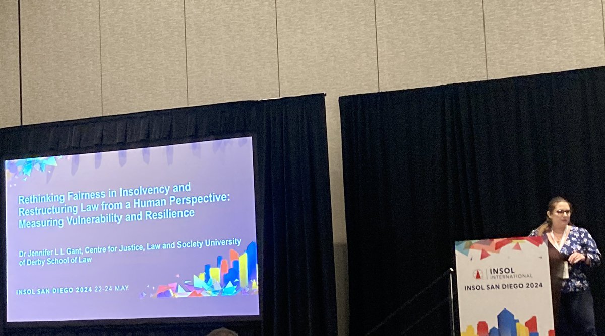 <a href="/JennyLLGant/">Dr Jennifer L L Gant</a> begins the Academic Colloquium session on Fairness and Vulnerable Creditors in Insolvency with her presentation: “Rethinking fairness in insolvency and restructuring law from a human perspective: measuring vulnerability and resilience” #InsolSanDiego