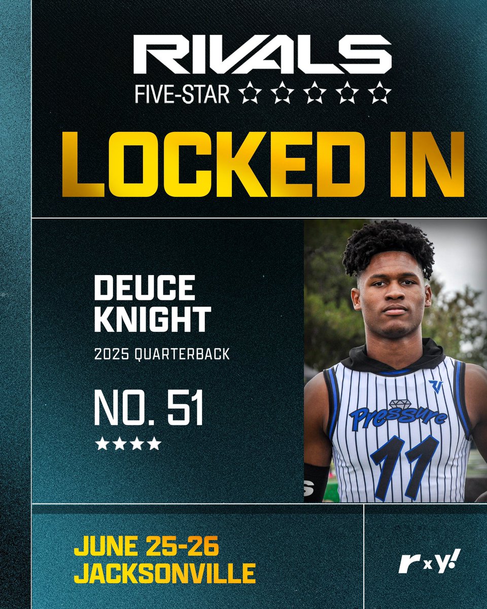 🚨LOCKED IN🚨 4⭐ QB Deuce Knight is one of the 100 BEST prospects in the country coming to Jacksonville to compete at the Rivals Five-Star on June 25-26🔥