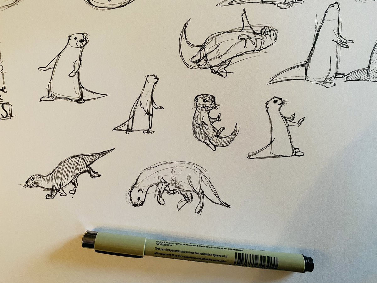 Sometimes the small sketches are my favourite #otters #drawing #penandink