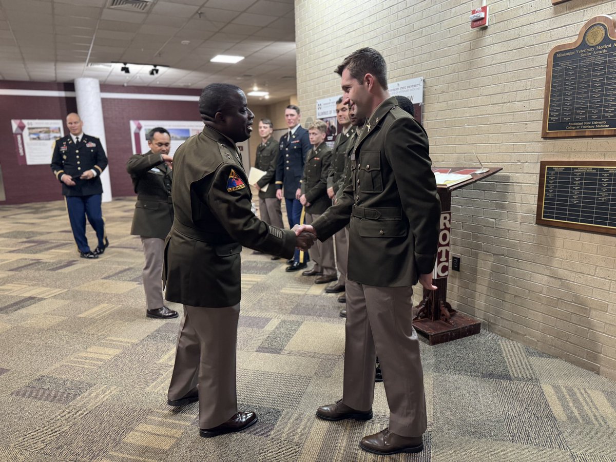 Ms State ROTC (@msstaterotc) on Twitter photo Last week we commissioned 7 new Lieutenants into the Army. We would like to give a special thank you to MG Wilson who served as our guest speaker. Congratulations again to our cadets as they begin their careers as Lieutenants.
#ROTC | #ArmyROTC | <a href="/ASC_CG/">BG John "Brad" Hinson</a> Last week we commissioned 7 new Lieutenants into the Army. We would like to give a special thank you to MG Wilson who served as our guest speaker. Congratulations again to our cadets as they begin their careers as Lieutenants.
#ROTC | #ArmyROTC | <a href="/ASC_CG/">BG John "Brad" Hinson</a>