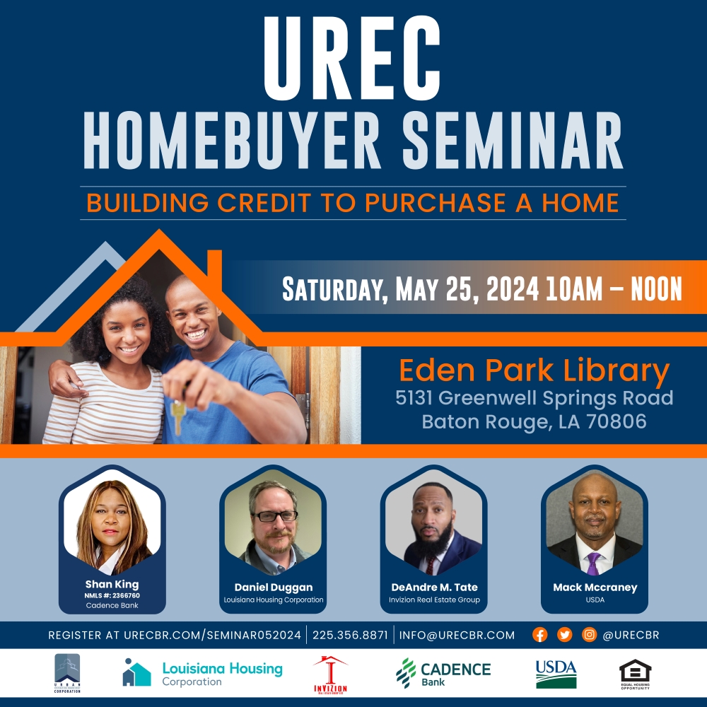 URECBR's tweet photo. We're working with partners like @CadenceBank and @LAHousingCorp  to increase the number of homeowners in Baton Rouge. Homebuyer Seminar on May 25. https://t.co/NSSKNgzE6C https://t.co/kG0gwx9by6