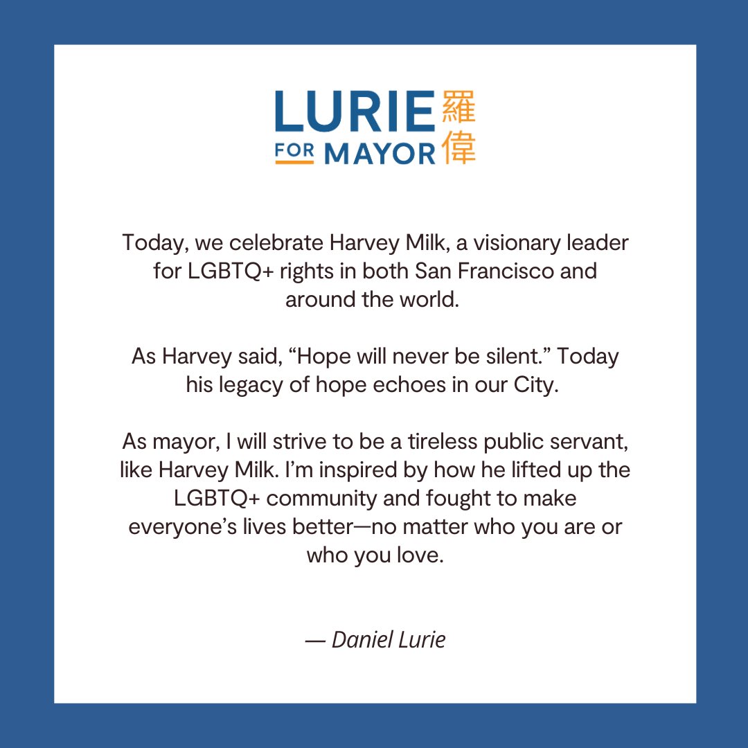 Today we remember Harvey Milk, a great San Franciscan. #HarveyMilkDay