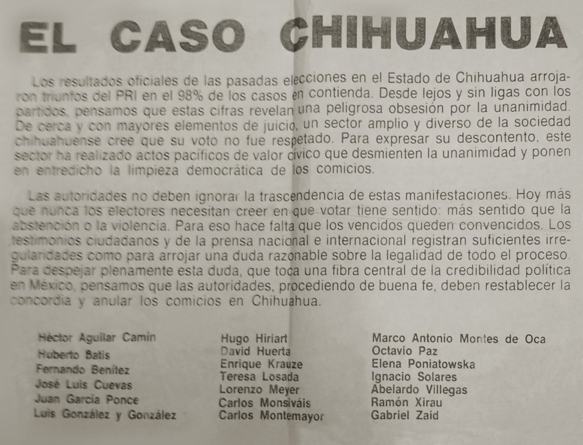 Así defendimos todos la democracia ante el fraude de Chihuahua, en 1986. Ahora (con excepciones) la defendemos en 2024.