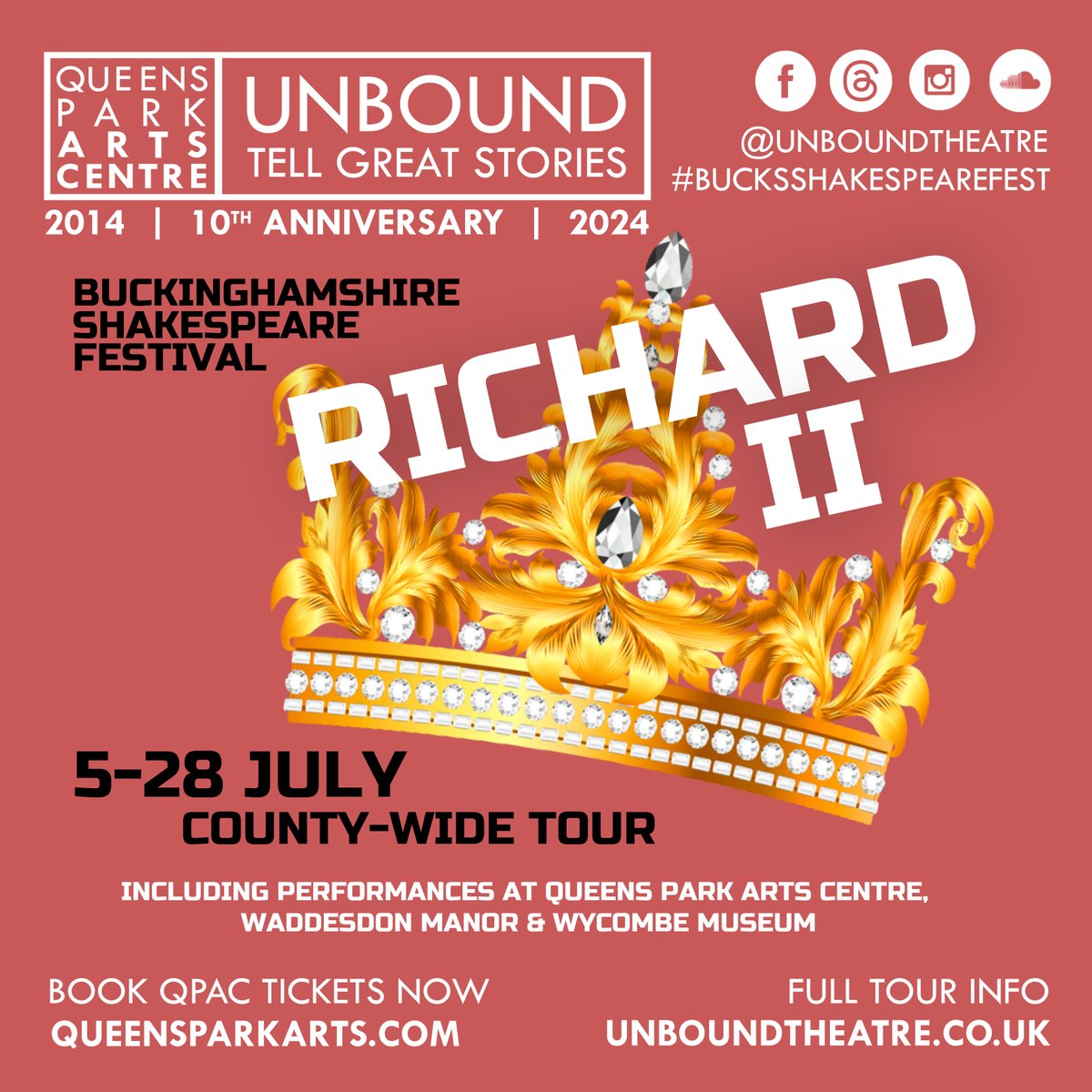 So it turns out that we're opening a play about the politics of leadership the night after a general election. Finger on the pulse, us! 

Tickets for the opening weekend of 'Richard II' here: 
tickets.queensparkarts.com/event/763:255/

#TellGreatStories #BucksShakespeareFest #GeneralElection2024