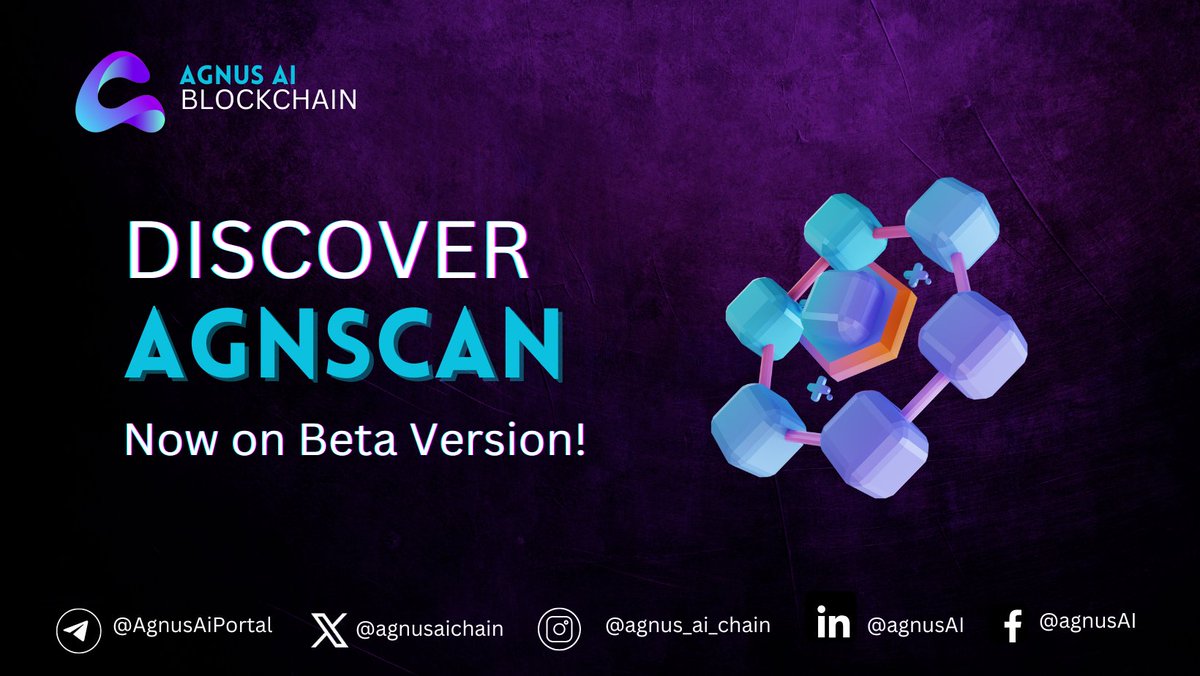 AgnusAIChain's tweet photo. 𝐀𝐠𝐧𝐒𝐜𝐚𝐧 𝐎𝐯𝐞𝐫𝐯𝐢𝐞𝐰

#AgnScan is the first block explorer designed specifically for the Agnus blockchain. It encompasses a variety of essential features, including transaction searches, account lookups, block details, node information, and smart contract queries. In addition to these core functionalities, #AgnScan also supports token creation directly, significantly enhancing its application scope within the Agnus ecosystem.

𝗖𝗼𝗻𝘁𝗿𝗶𝗯𝘂𝘁𝗼𝗿𝘀
A global team of over 30 developers and operators, spearheads the development of Agn-Scan. This team has been instrumental in the ecological construction of the Agnus blockchain. Committed to the long-term growth of the Agnus ecosystem, the foundation plans to continue refining Agn-Scan and develop decentralized applications (DApps) based on Agnus in the future.

Check it here
https://t.co/AXj2J1dZI4

𝗚𝗹𝗼𝗯𝗮𝗹 𝗨𝘀𝗲𝗿 𝗕𝗮𝘀𝗲
AgnScan is utilized daily by Agnus supporters worldwide, allowing users to query transaction details and experience the latest features offered by the Agnus blockchain. This widespread usage underscores the tool's importance and utility within the global Agnus community.

Discover Agnus AI 
🌐 https://t.co/CA1IYu2ktM

#AGNUS #AI #LAYER1 $AGN #AGNSCAN