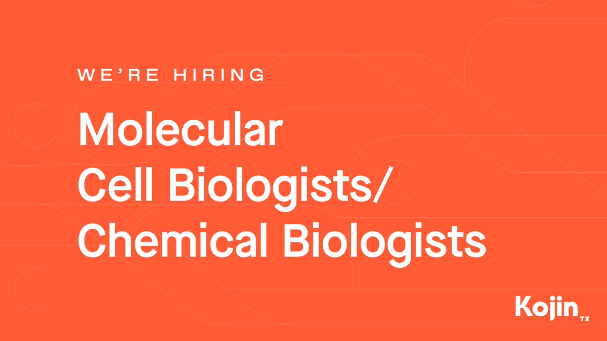 We are hiring Molecular Cell Biologists and Chemical Biologists. Join the innovative Kojin Therapeutics #drugdiscovery team developing first-in-class medicines for patients with #cancer and other difficult-to-treat diseases. Apply now:
bit.ly/4aobQv3
#hiring #biologists