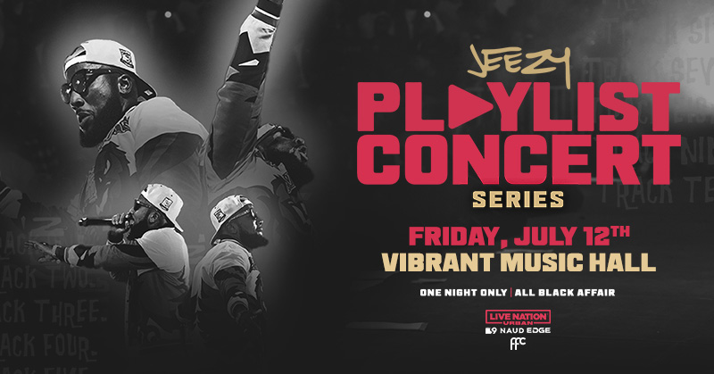 Just Announced! Waukee! 🖤 On Friday, July 12th @Jeezy brings his Playlist Concert Series to @VibrantHall for one night only!

Tickets on sale Friday, May 24th at 10:00 AM. Let’s get it! // ticketmaster.com/event/210060B1…