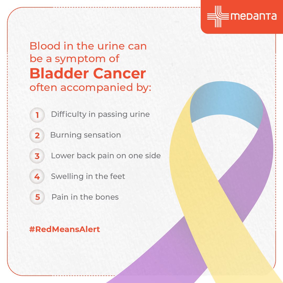 For most people, first symptom of Bladder Cancer is blood in urine, followed by frequent urination, pelvic pain & unexplained weight loss. By paying attention to these symptoms, bladder cancer can be detected in its early stages, leading to timely diagnosis & prompt treatment.