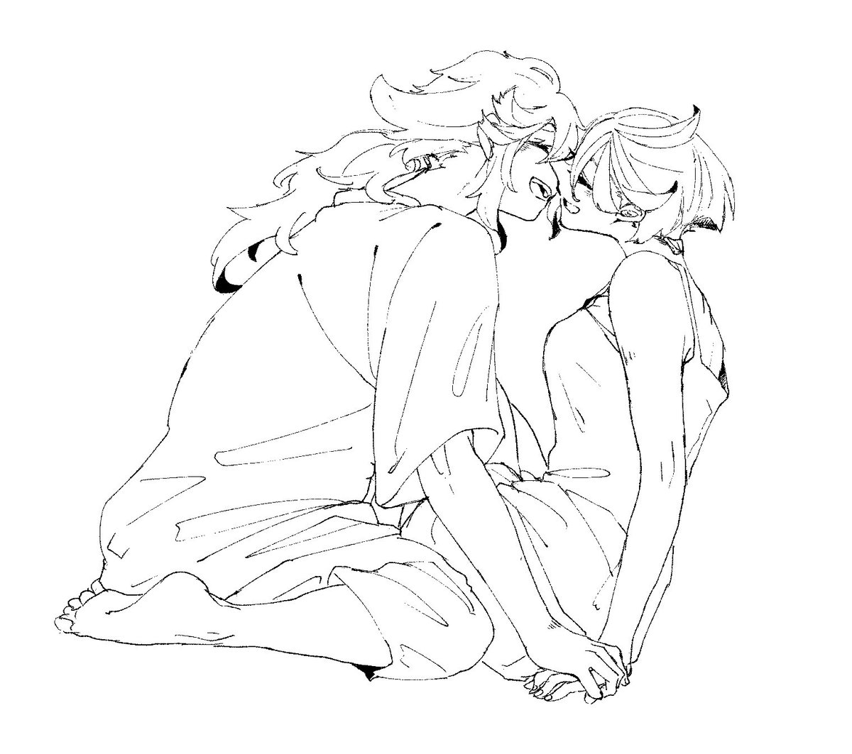 寝ようと思ったけどリハビリがてら少しは何か描くかと思って、せっかくなので新しいペンでざっくりスレミオ描いたので寝る 