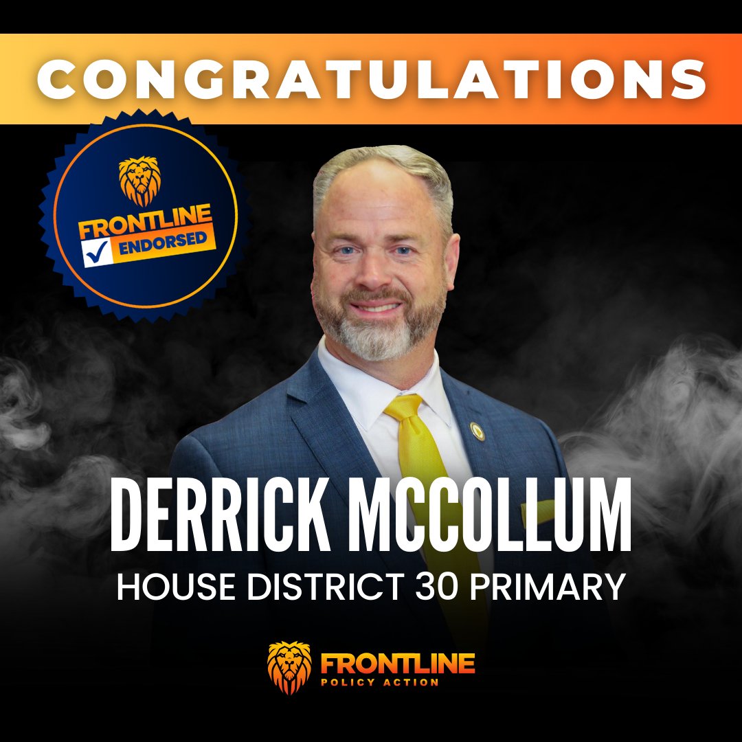 🎉Congratulations, Rep. @DerrickMcColl30, on your primary victory! A true champion at the Capitol, Derrick's dedication to life, freedom, and conservative values is reshaping Georgia. His leadership on crucial issues like election integrity and fighting indoctrination ensures a