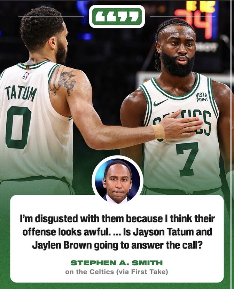 Jayson Tatum had 36/12/4. Jaylen Brown had 26/7/5. How in the world is the media saying things like this: