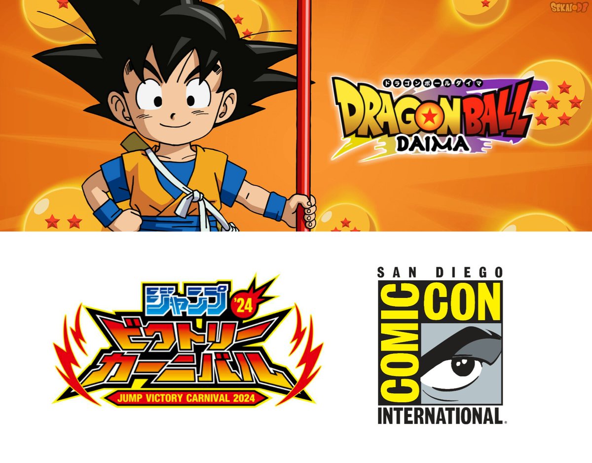 La Jump Victory Carnival 2024 y la Comic-Con de San Diego 2024, dos eventos que se llevarán a cabo el próximo mes de Julio en donde se podría presentar nueva información sobre #DragonBallDAIMA.

Ya es momento de tener un trailer definitivo y un póster promocional ¿no creen?.