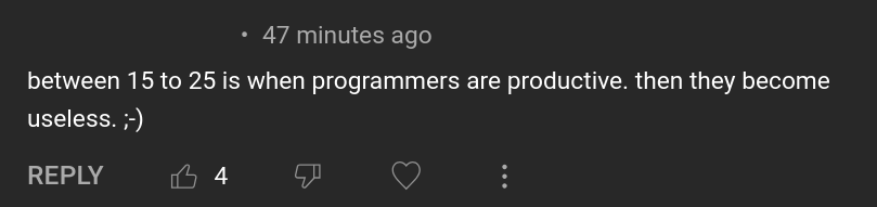 True. They either become managers or so disillusioned with Tech that they can't be easily exploited to work 80+ hours a week for the Next Big Thing and snacks in the kitchen. Absolutely useless. Bring in the next clueless CS grads.
