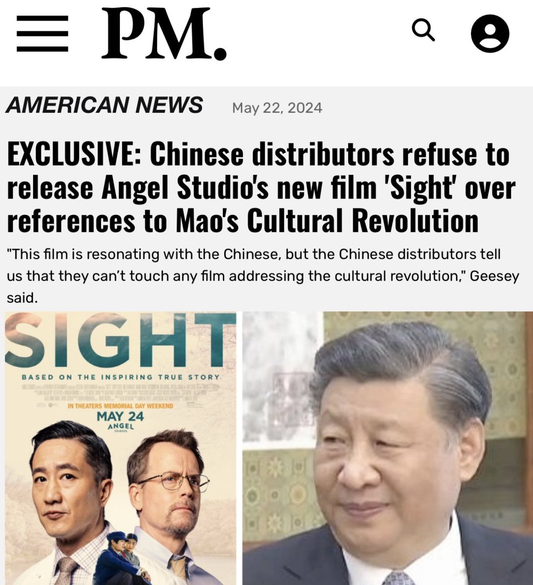 This new movie #Sight tells the truth about Mao’s Cultural Revolution in China and to nobodys surprise, China has banned the movie The trailer shows Marxists storming buildings and attacking anyone who opposed them Props to Angel Studios for putting out movies that expose the