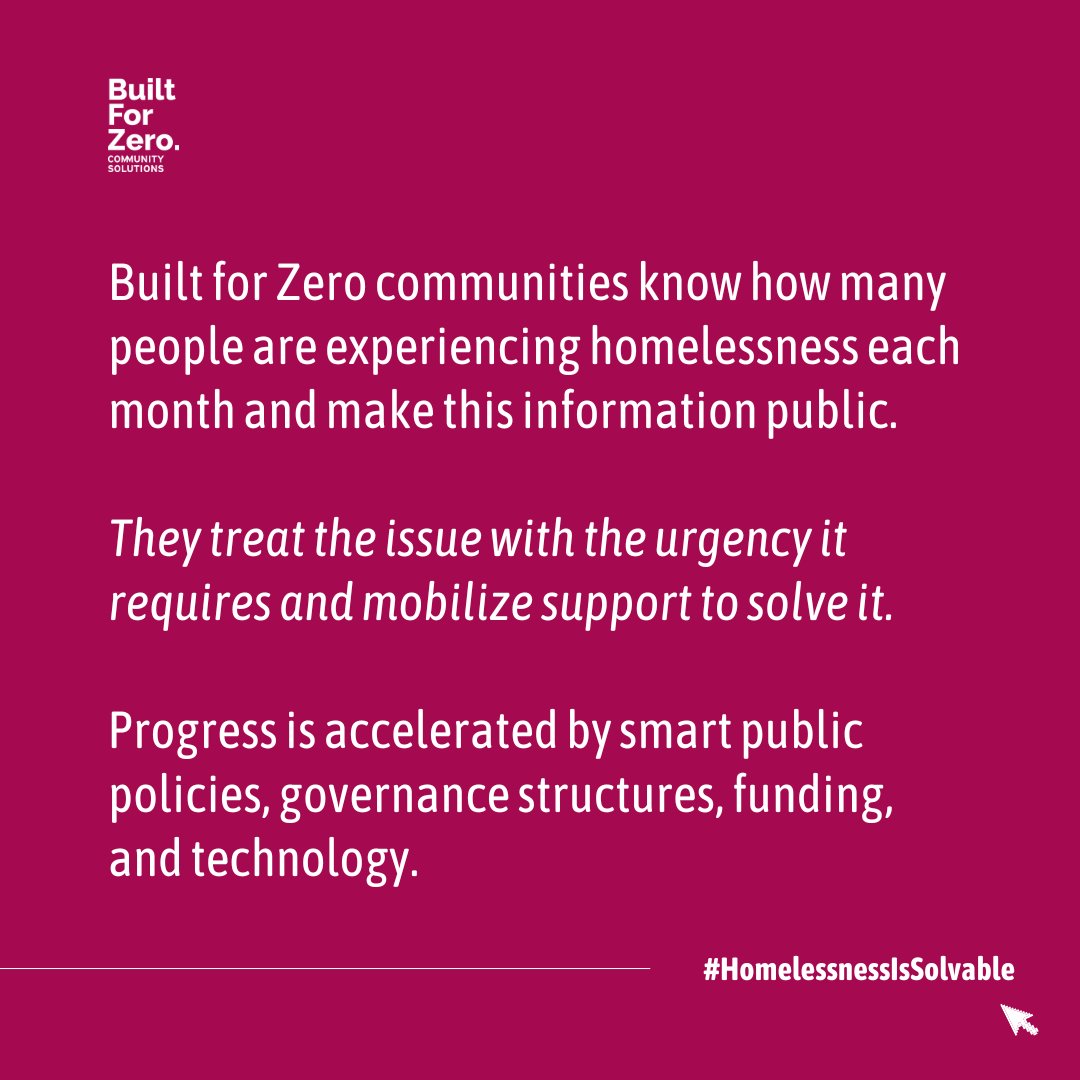 🏡 🤝 Built for Zero communities define success by whether they’re reducing homelessness and have the infrastructure, data, and partnerships to ensure homelessness is rare and brief. #HomelessnessIsSolvable