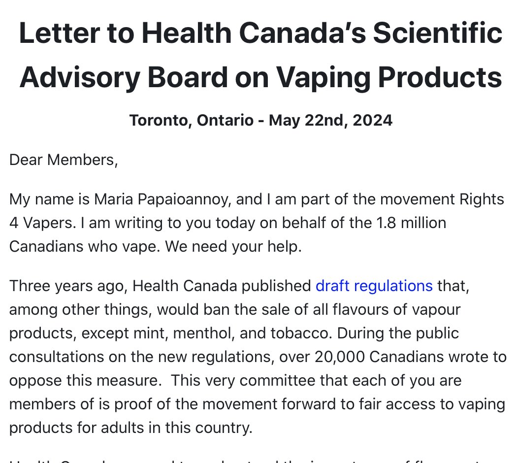 We wrote to the Scientific Advisory Board on Vaping asking them to knock some sense into the government's position. Please read our letter: @shoffmania @BagloleCarolyn @nicholaschadi @GustafsonReka @jhb19 @mikepesko @MilanKhara rights4vapers.com/blogs/Letter-t…