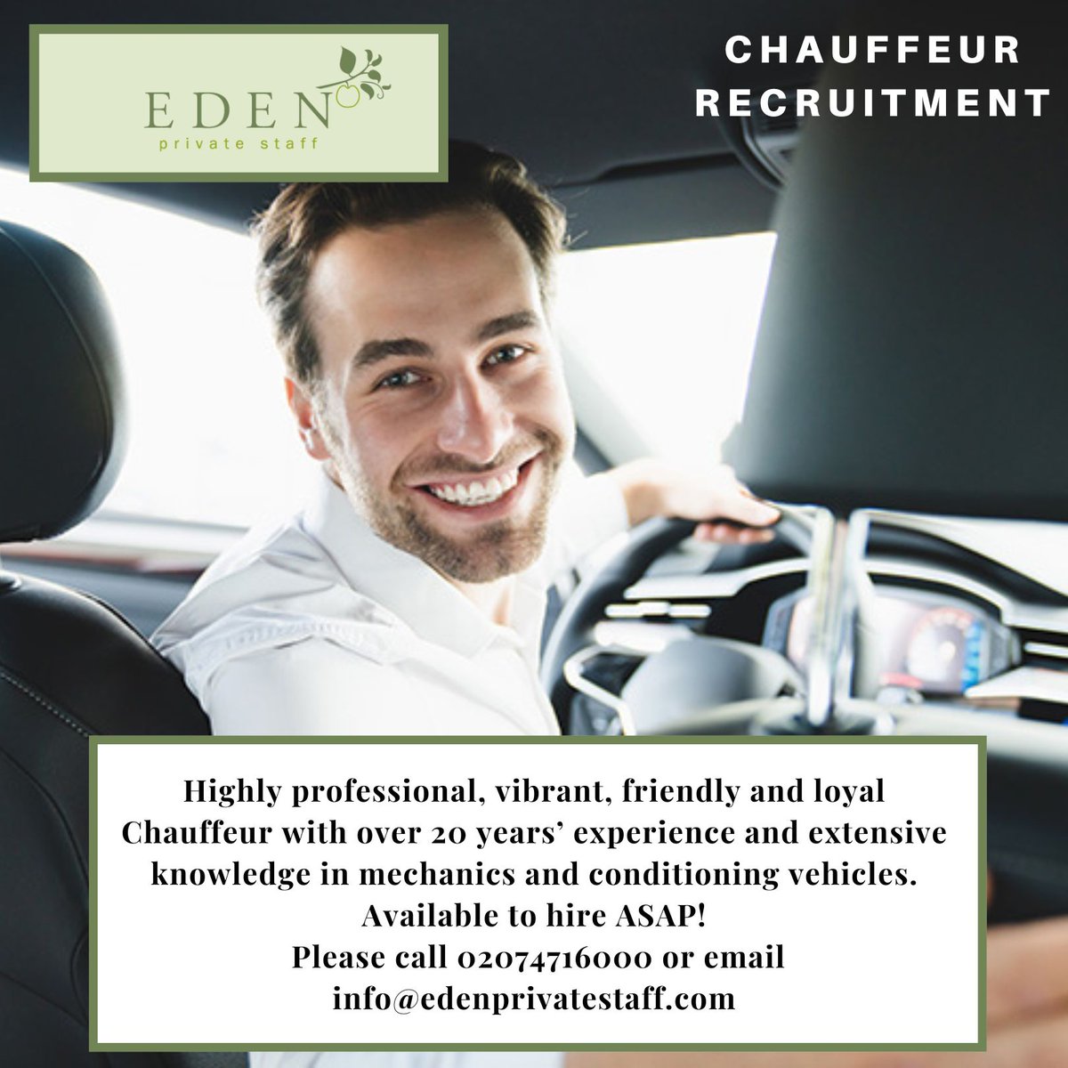 Highly professional Chauffeur Available ASAP please call 02074716000 or email info@edenprivatestaff.com edenprivatestaff.com/resume/sd-6841… #chauffeur #chauffeurjob #chauffeurs #chauffeurservice #privatechauffeur #privatestaff #familyoffice #corporatechauffeur #findachauffeur