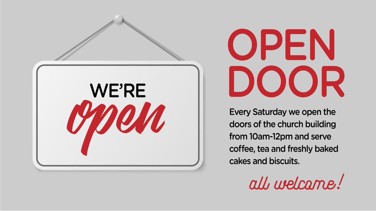 Tomorrow morning from 10am church will be open for tea, coffee and cake - all welcome to Open Door