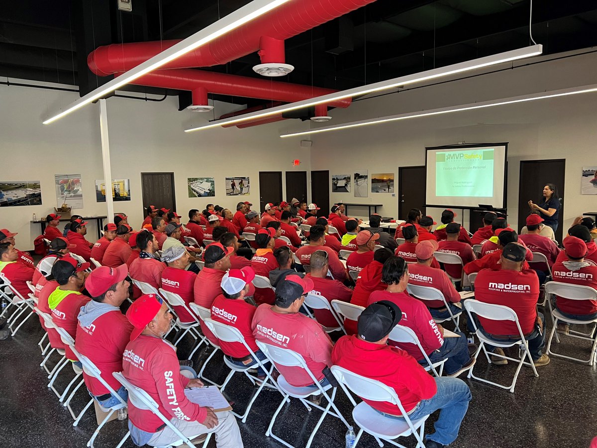 MadsenRoofing's tweet image. At Madsen, safety isn’t just a priority—it’s our culture. 🛡️🔧 

We are proud to host our Annual Safety Meeting, reaffirming our dedication to a safe and secure workplace. Every step forward is a step safer. 

#SafetyFirst #WorkplaceSafety #TeamCommitment #madsenroofing