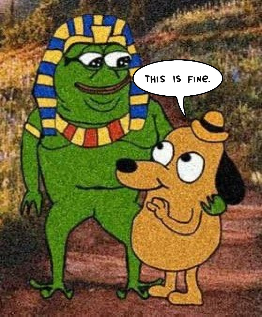 Max_FINEancial's tweet photo. @TehLordKek The legendary Lord Kek is $FINE! We are looking forward to the day you post about $FINE again! 

Stay $FINE on $ETH network. ✅️ https://t.co/HvuZowJ445
