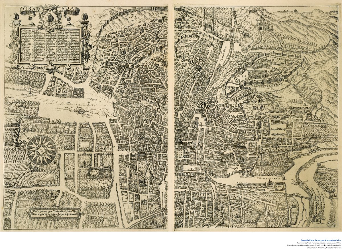 La Plataforma de #Granada de Ambrosio de Vico, dibujada a finales del s XVI y grabada a principios del XVII, surge de una motivación religiosa ajena a cualquier afán científico: formaba parte de las ilustraciones de la Historia eclesiástica de Granada... juntadeandalucia.es/institutodeest…