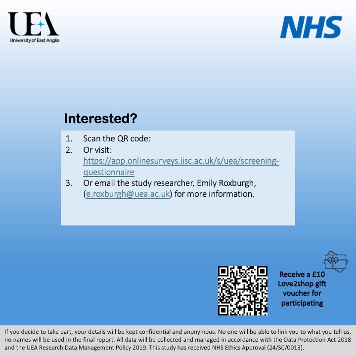 POSTPARTUM PSYCHOSIS STUDY: DADS AND PARTNERS, can you help? @uniofeastanglia Scan the QR code: Or visit: i.mtr.cool/glpxgruhch questionnaire Or email the study researcher, Emily Roxburgh, (e.roxburgh@uea.ac.uk) for more information.