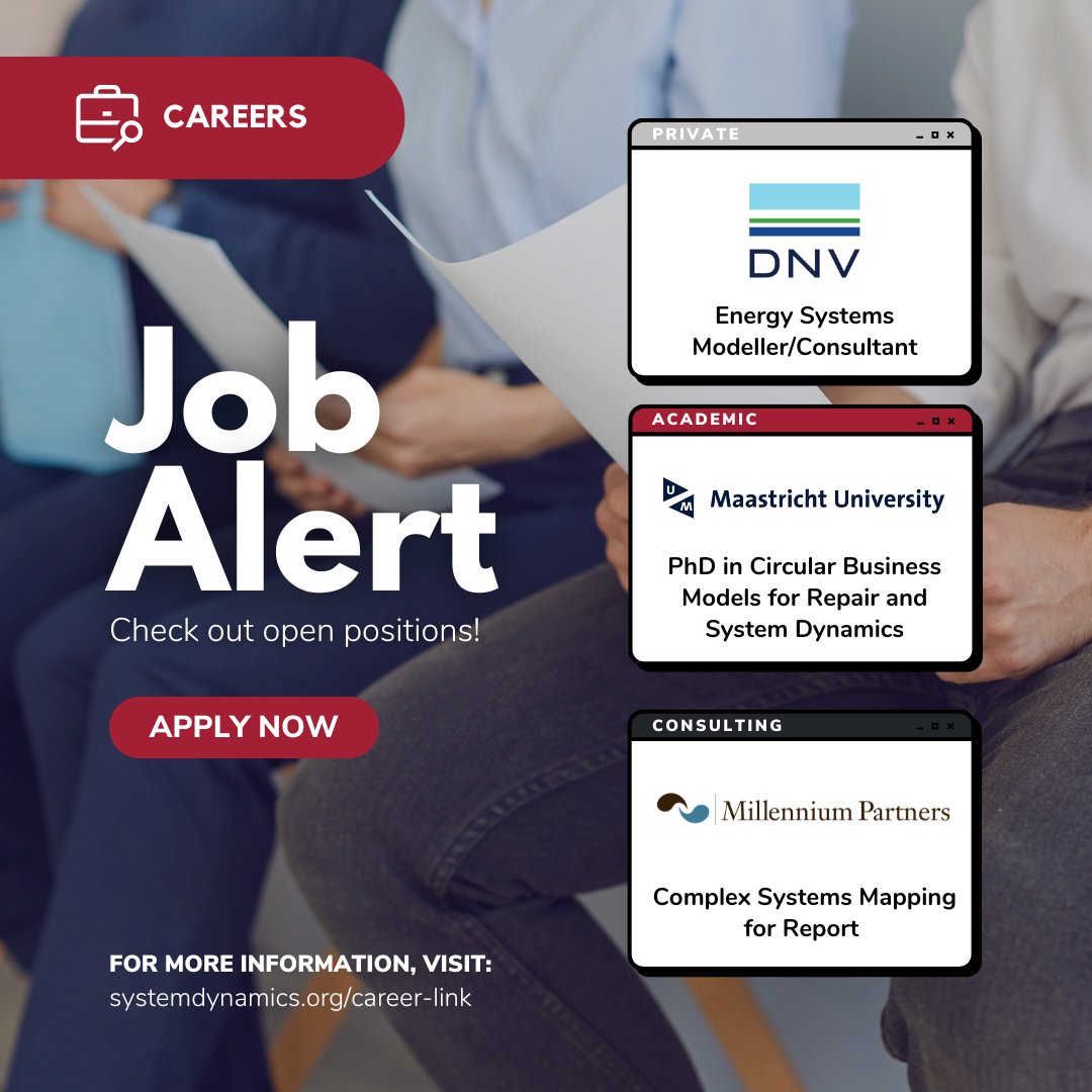 UNLOCK your next career move! 🚀 Explore exciting opportunities in #SystemDynamics and #systemsthinking on our Career Link. Your dream job might just be a click away! 💼 🔗 Apply now: ow.ly/xbY150RQJzm #jobalert #hiring