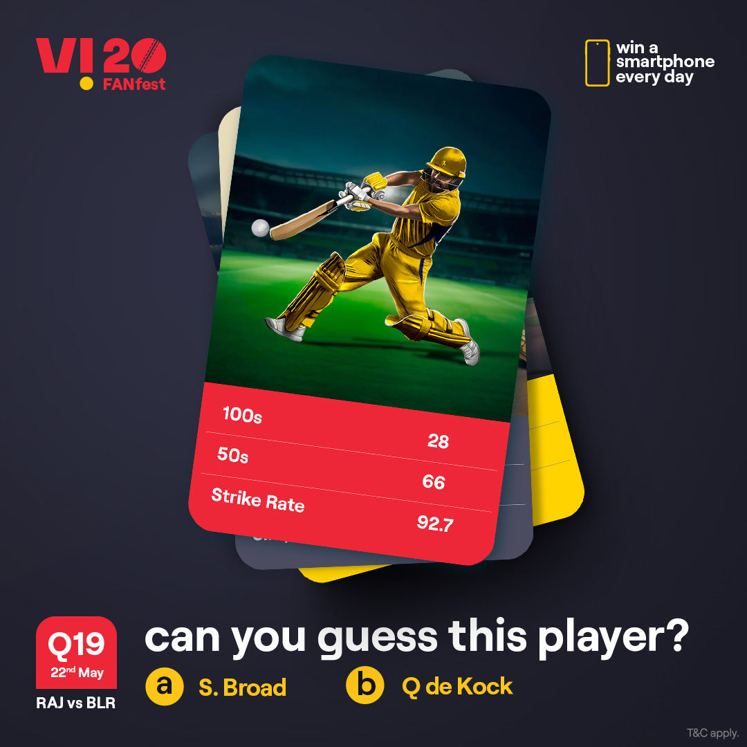 A challenge that separates the cricket experts from the rest. Identify this player and you stand a chance to win a smartphone every day. 1. Follow our page 2. ⁠Comment the right answers with #Vi20FANfest #ChallengeAlert #WinPrizes #Quiz #Challenge #ParticipateAndWin #RAJvsBLR