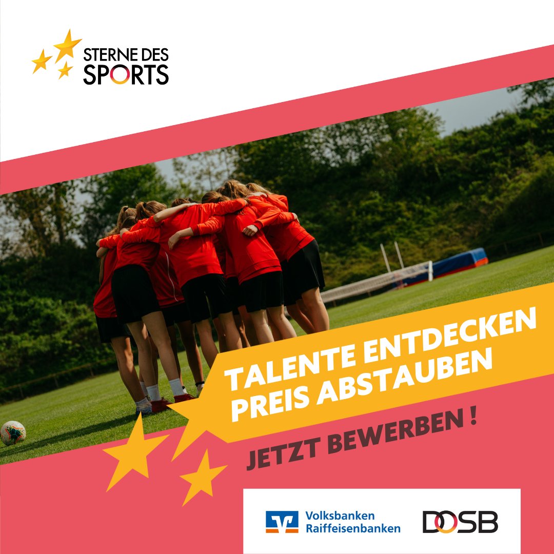 ⭐️ Nehmt an Deutschlands bedeutendsten Vereinswettbewerb teil und holt euch die Anerkennung, die ihr für eure tägliche Arbeit verdient! 🤩 Seid dabei, wenn der „Große Stern des Sports“ in Gold zum 21. Mal vergeben wird! #SterneDesSports