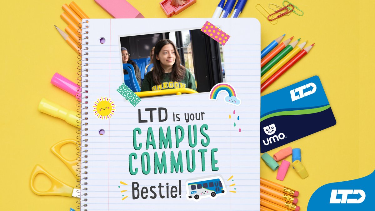 LTD and University of Oregon Transportation Services want you to have a seamless commute to campus! Hop on the EmX, the 79X, or any neighborhood bus route with your FREE student bus pass—it’s valid through September 2024! Get your LTD bus pass today: zurl.co/WJYH