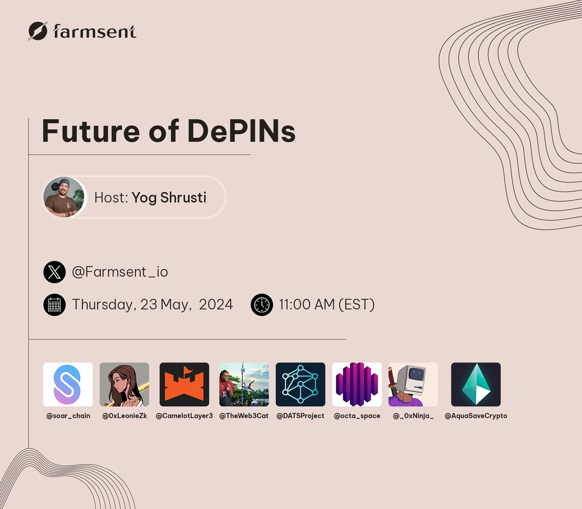 It's time to explore the next frontier in DePIN! 🚀 We'll be joined by a stacked panel discussing the 'Future of DePIN' + the innovative developments that'll shape DePIN's future! 🙌 Featuring: @soar_chain, @0xLeonieZk, @CamelotLayer3, @TheWeb3Cat, @DATSProject, @octa_space,