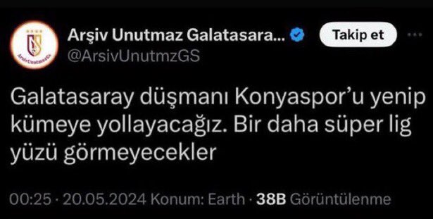 SİZE ÖYLE BİR DERS VERECEĞİZ Kİ HER MAYIS BİZİ HATIRLAYACAKSINIZ ! 

#KenetlenBaşkaKonyasporYok