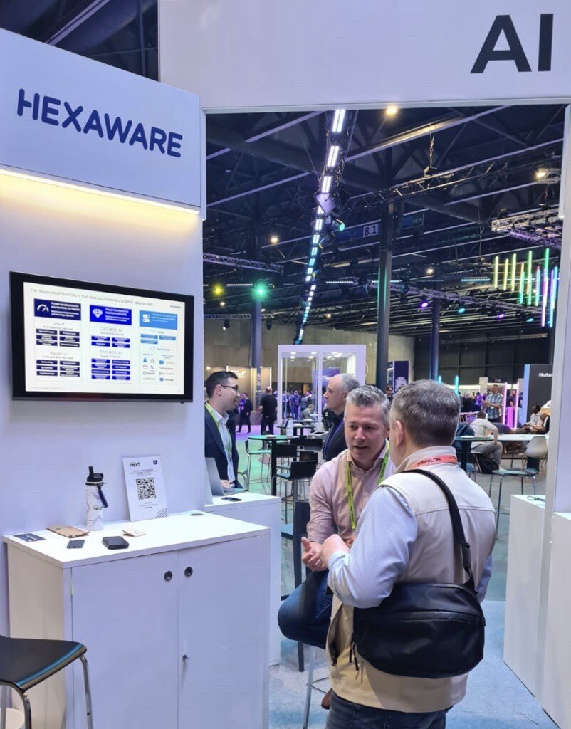 HexawareGlobal's tweet photo. Day 2 at .NEXT is rocking! Our Gen #AI experts are sharing insights & transforming businesses at booth #AI8. Don't miss out: join us tomorrow! #NEXTEvent #GenAI #NEXTconf https://t.co/H2f1Igfq3B