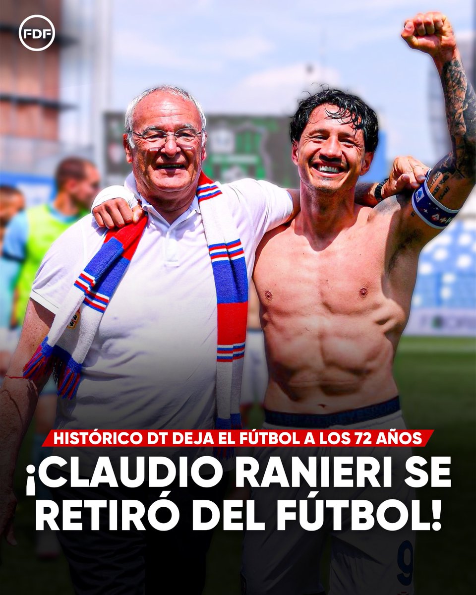 🥺🎩🇮🇹 EL ADIÓS: Claudio Ranieri, histórico entrenador italiano, anunció su RETIRO como DT de fútbol a los 72 años. Cerró su etapa como estratega en el Cagliari de Gianluca Lapadula, donde consiguió el ascenso a la Serie A y, posteriormente, la permanencia. Sin embargo, la cumbre