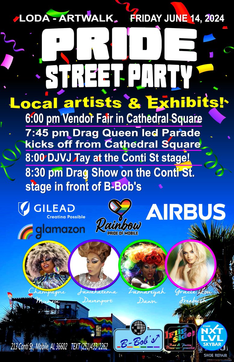 JerryBBobs's tweet photo. June 14th is the Annual Artwalk celebrating PRIDE!
The parade route will be running in the REVERSE direction from the past few years. We will meet at Cathedral Square and end at B-Bob's, where the stage and drag show will become a Street Party!
#BBobs #dragshow #Pride #pridemonth https://t.co/o6J6d6DYCd