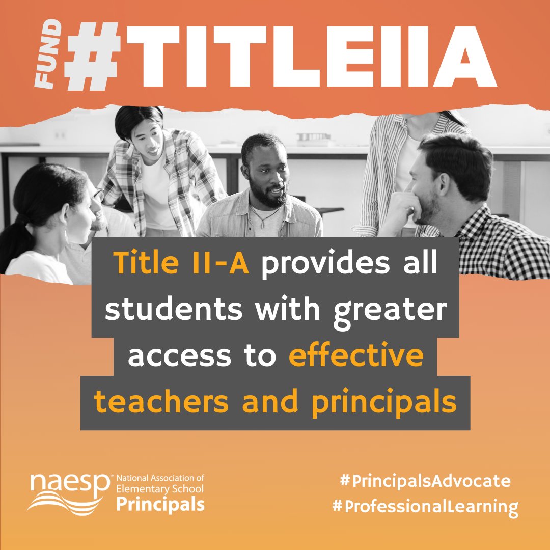 #TitleIIA is the most significant federal funding source dedicated to #ProfessionalLearning for teachers & #edleaders Urge Congress to increase this by $210 million. Contact your Congress member at admin.phone2action.com/opa2paf #PrincipalsAdvocate